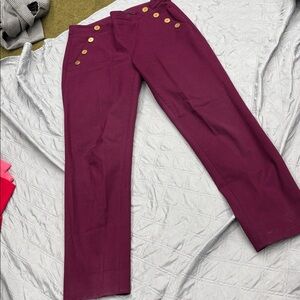 Banana Republic Burgundy Trousers with Gold Buttons